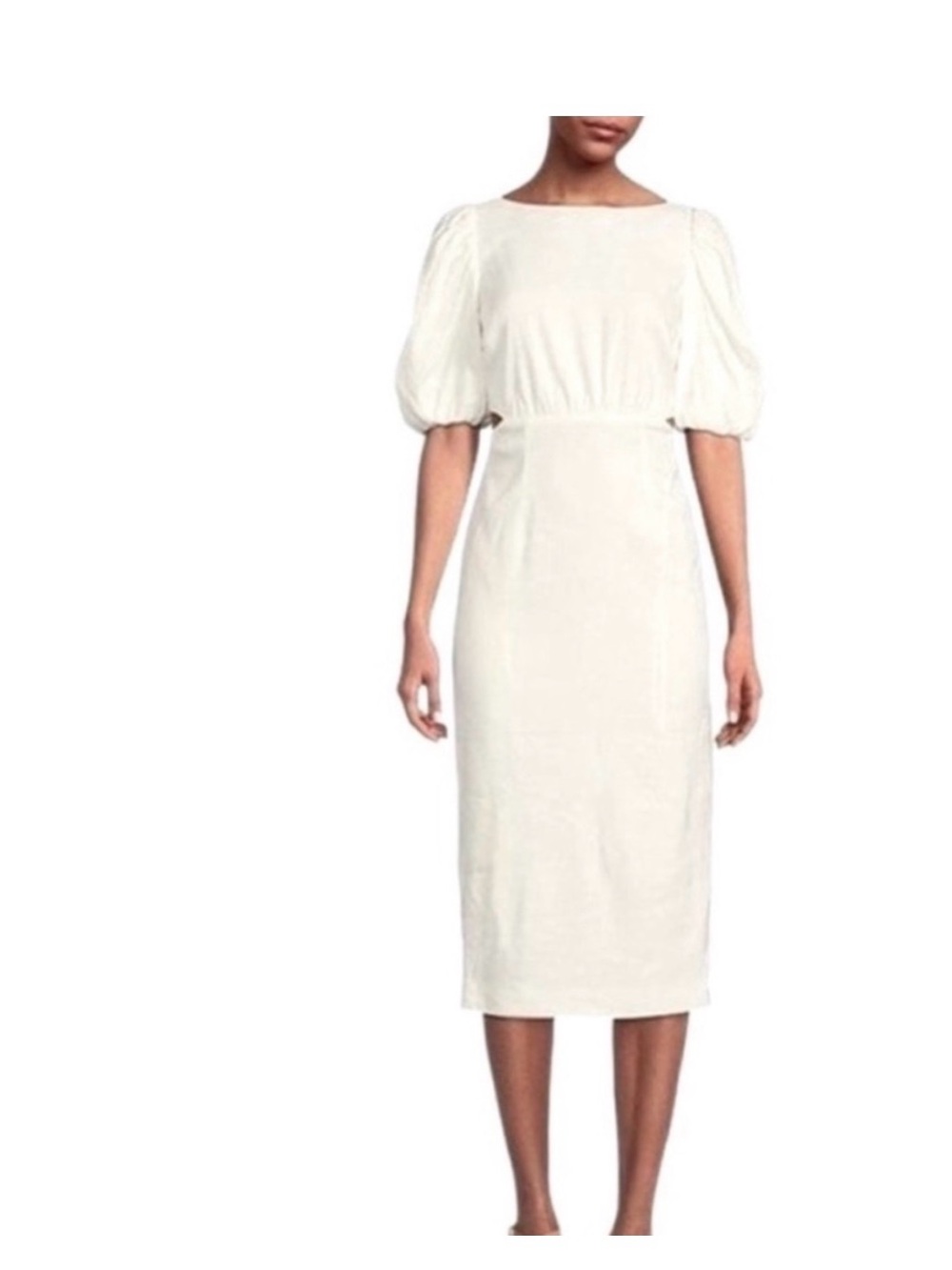 ANTONIO MELANI Cream Puff Sleeve Midi Dress